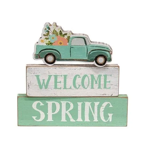 💙 Set of 3 Welcome Spring Blocks with Flower Truck
