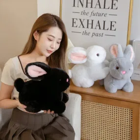 15-30cm Cartoon Doll Fluffy Rabbit Plush Toys Black Lying Rabbit Dolls Pillow and Keychain Children Kids Birthday Xmas Gifts
