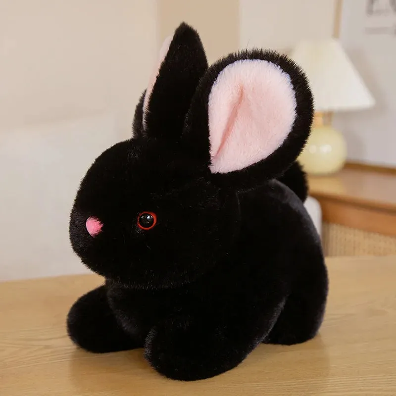 15-30cm Cartoon Doll Fluffy Rabbit Plush Toys Black Lying Rabbit Dolls Pillow and Keychain Children Kids Birthday Xmas Gifts