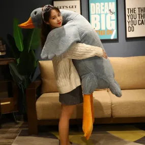 190cm Grey Duck Plush Toys Fluffy Sleeping  Pillow Cute Animal Stuffed Swan Goose Soft Dolls Floor Mat Kids Girls Birthday Gift
