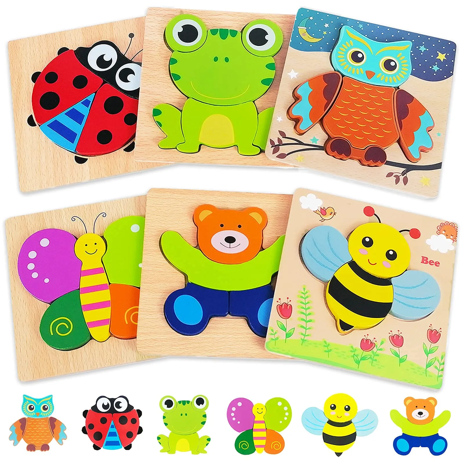Animal Adventure Puzzles: 6-Pack Engaging Fun for Toddlers to Explore and Learn Through Play