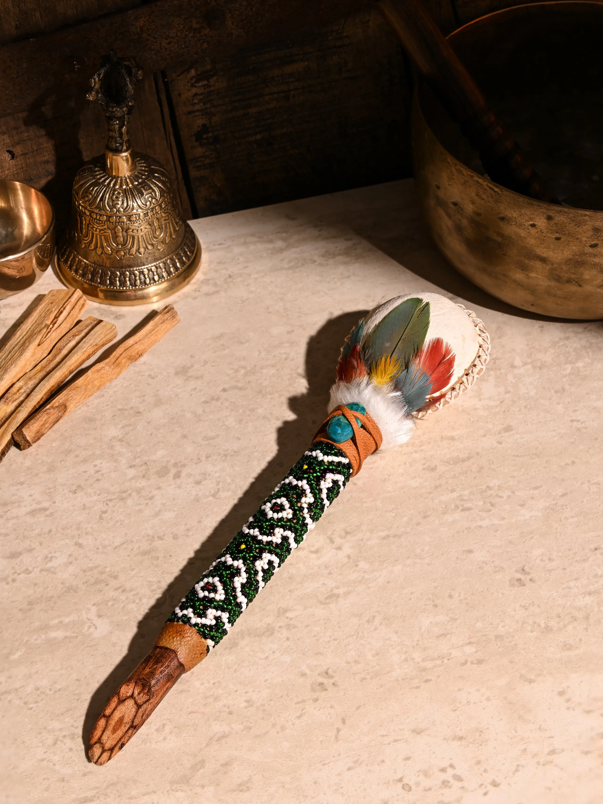 Ayahuasca Vine Beaded Rattle