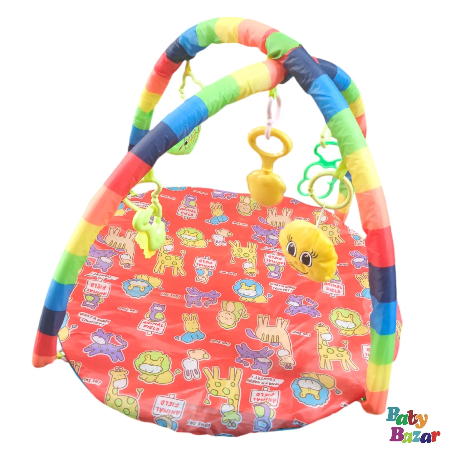 Baby Play Gym Mat With Rattles Bar Boys Girls Best Play Gym Activity(Red)