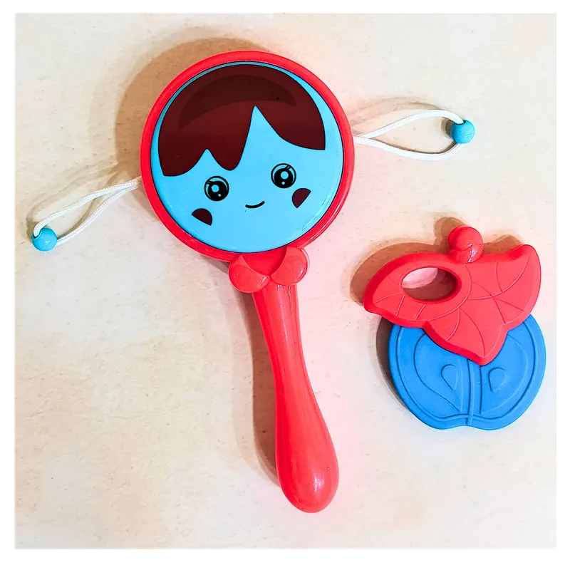Baby Rattle with Teether | Stimulating Rattles for Infants (Random Color)