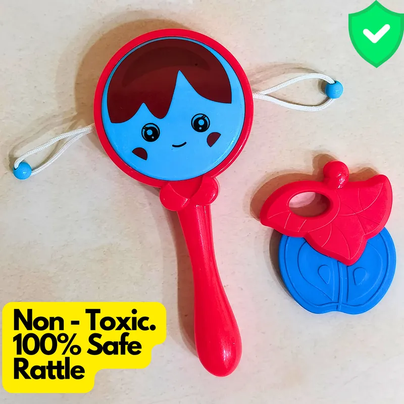 Baby Rattle with Teether | Stimulating Rattles for Infants (Random Color)
