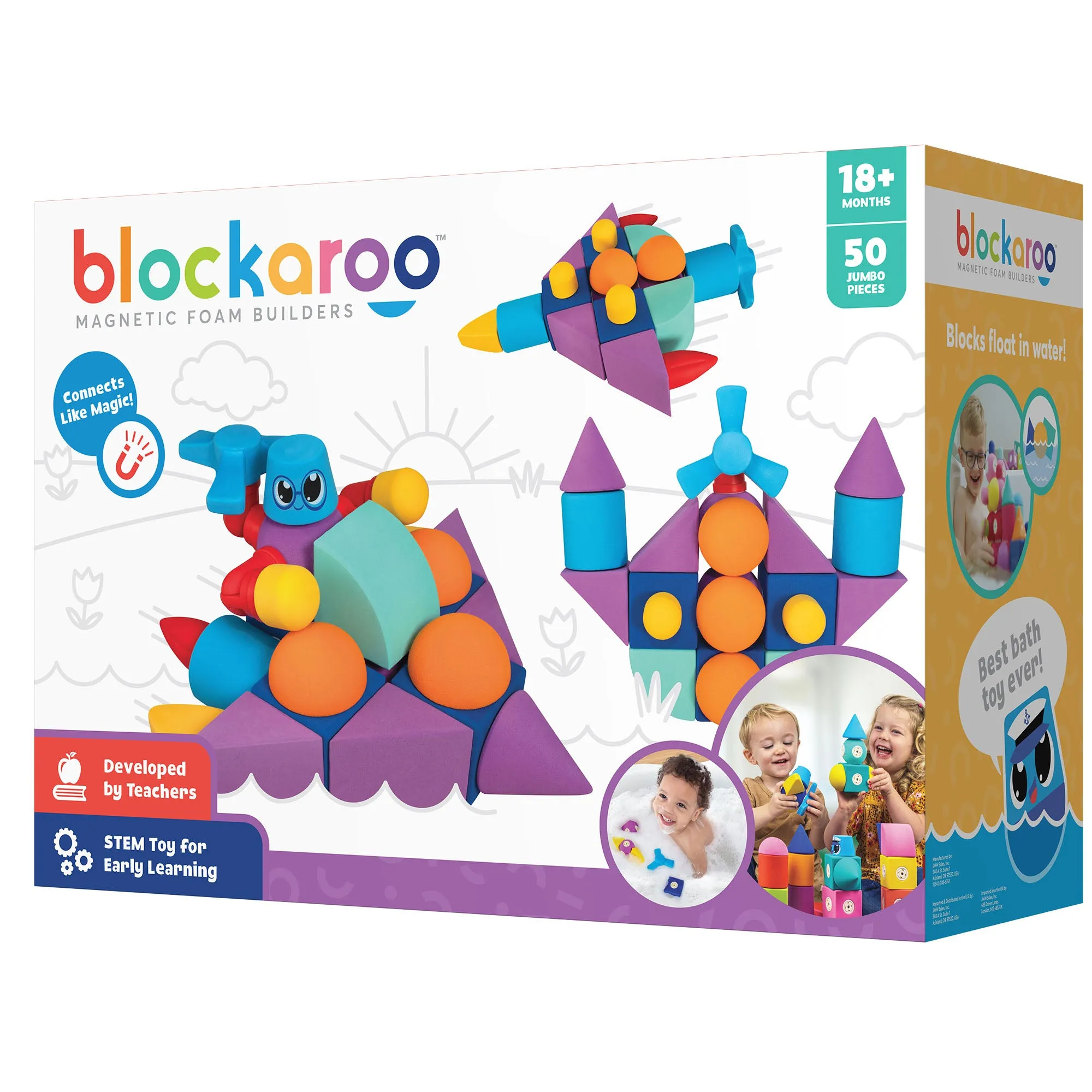 Blockaroo Magnetic Foam Blocks 50-Piece Builder Set