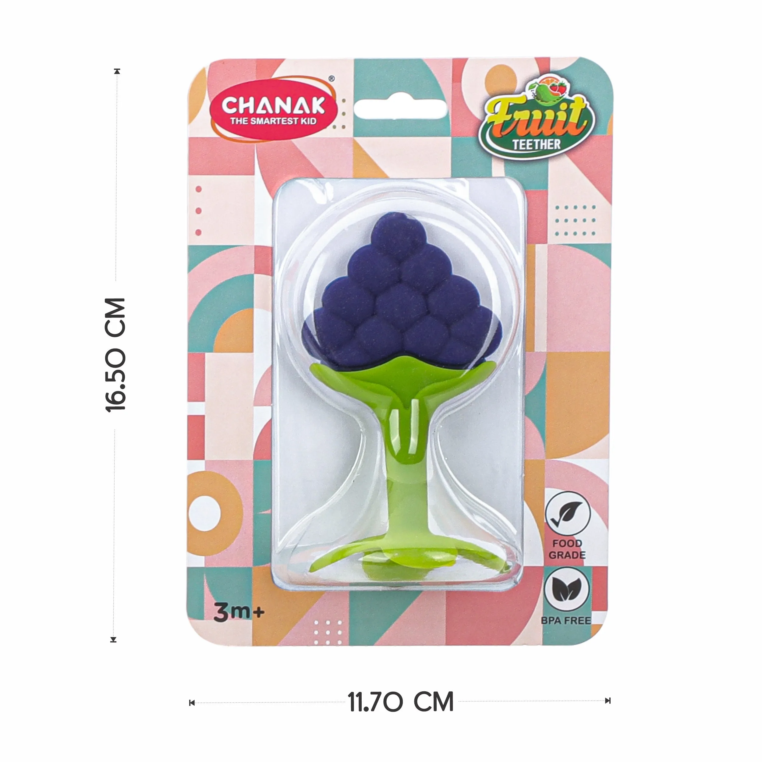 Chanak Baby Silicone Fruit Teether for Toddlers (Orange & Blue)