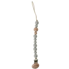 classic pacifier clip - wood   grey