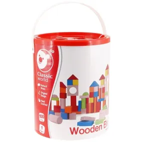Classic World 100 Piece Wooden Blocks In Barrel