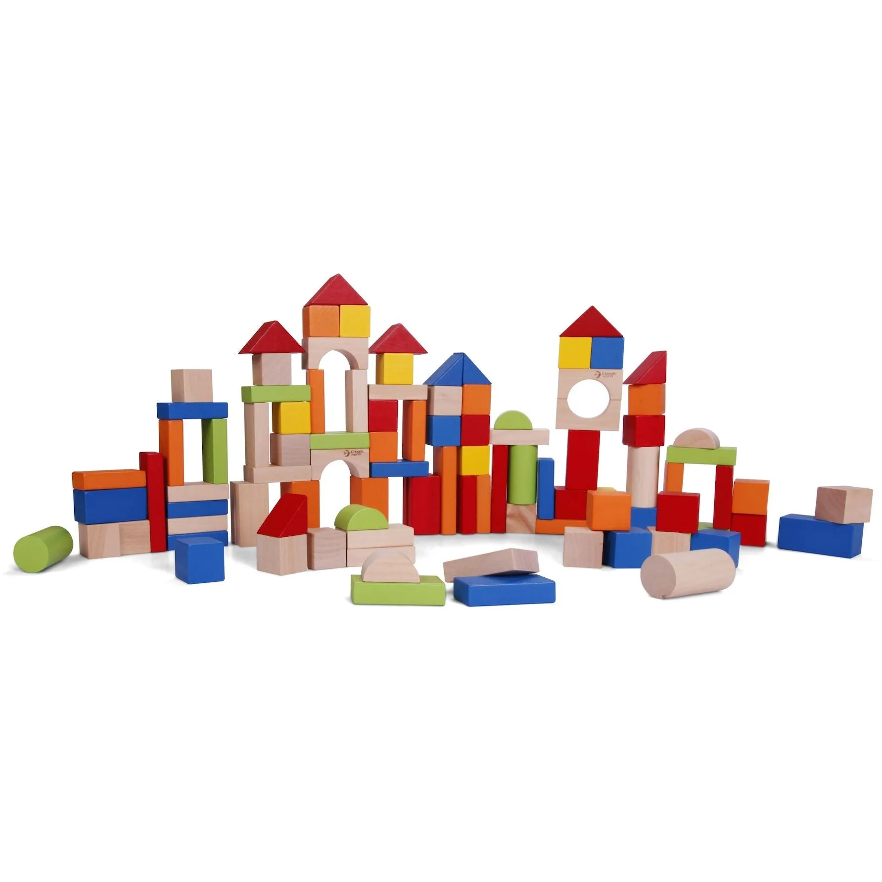 Classic World 100 Piece Wooden Blocks In Barrel
