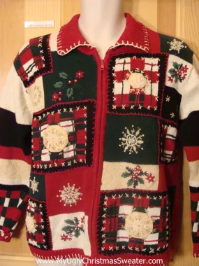Funny Christmas Sweater Busy Green and Red Ugly Sweater
