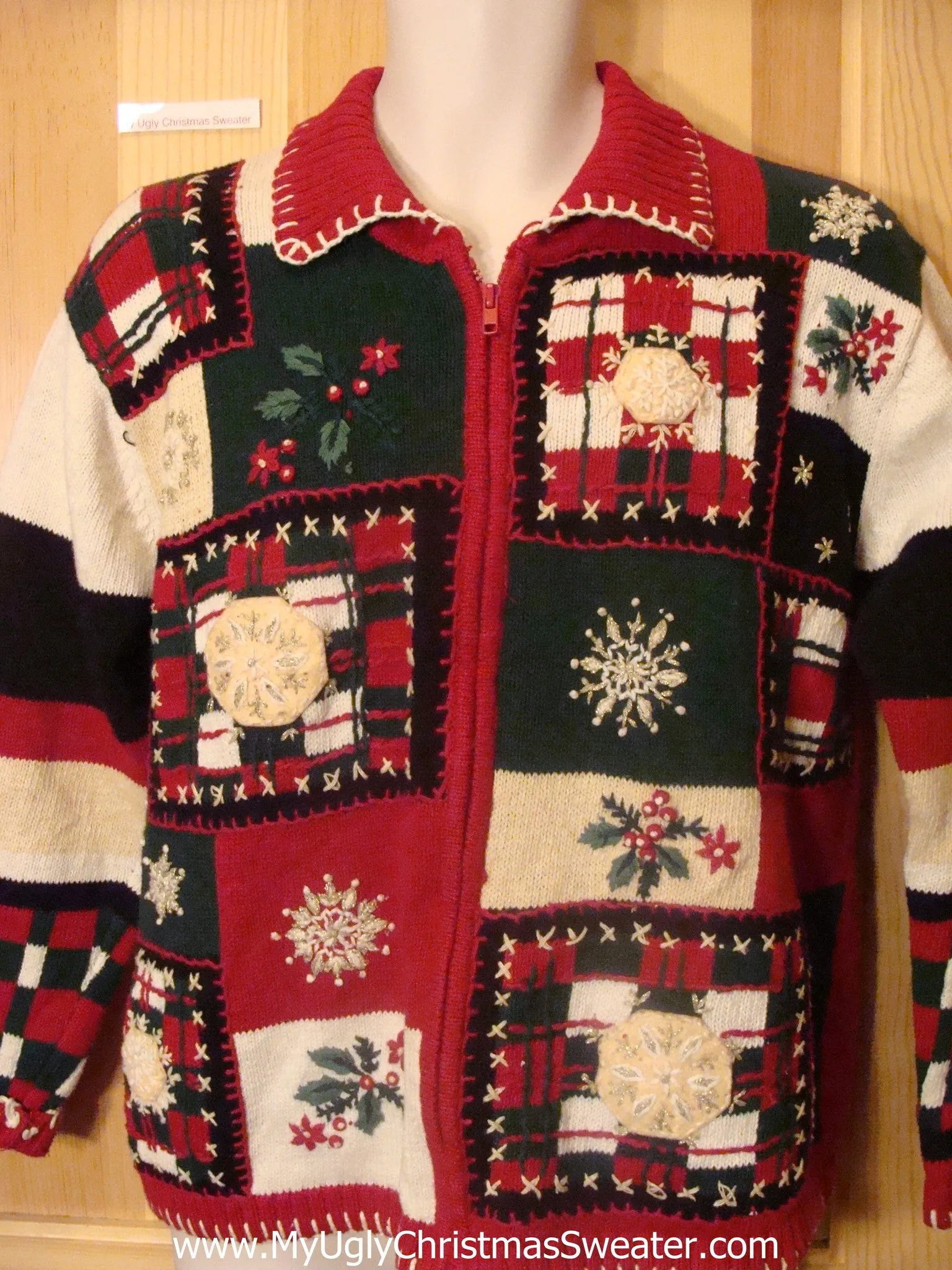 Funny Christmas Sweater Busy Green and Red Ugly Sweater