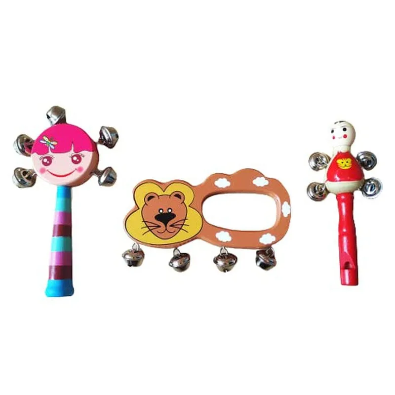 Handmade Wooden Rattles for Baby - Set of 3pcs