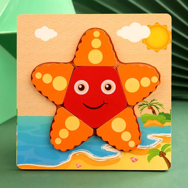 High Quality 3D Wooden Puzzles Educational Cartoon