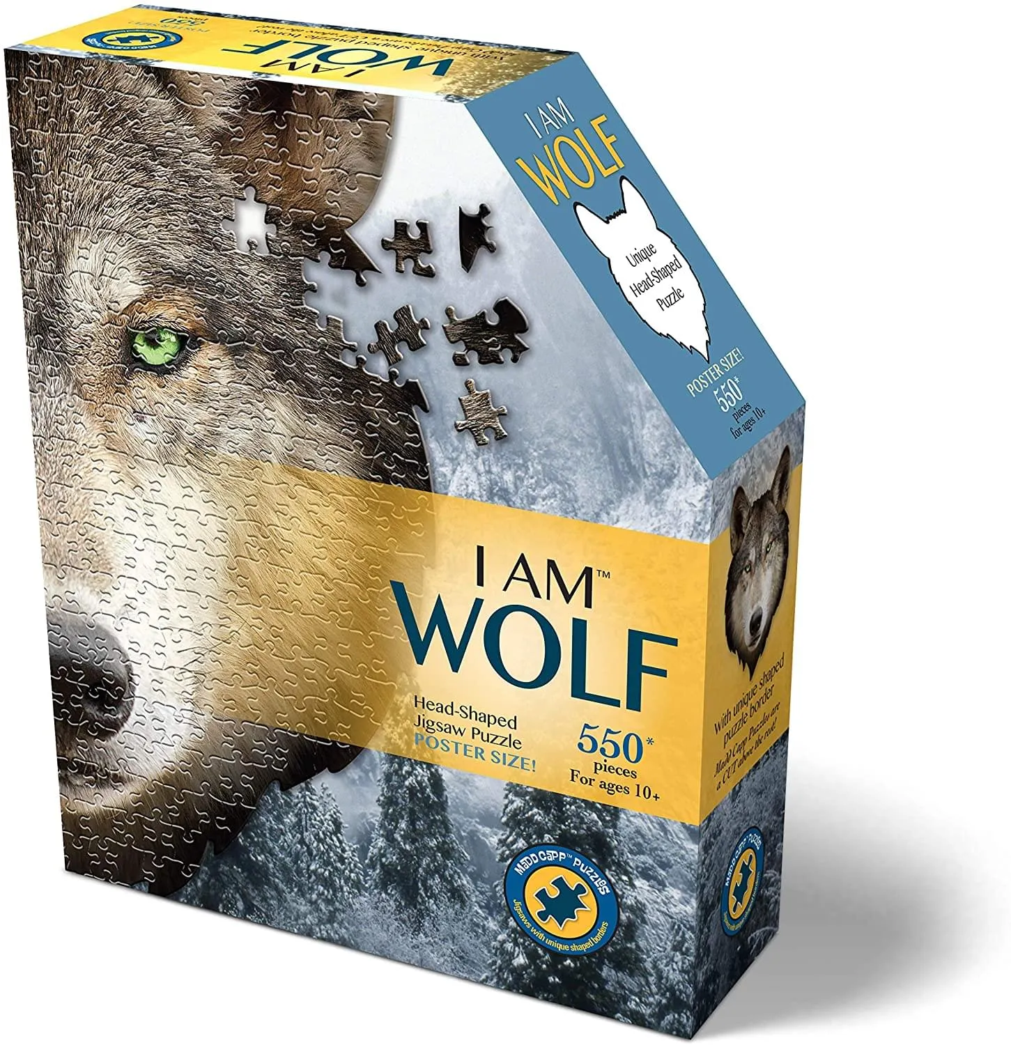 I AM Wolf 550 Piece Animal Head-Shaped Jigsaw Puzzle