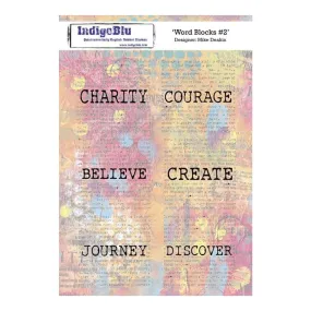 IndigoBlu Cling Mounted Stamp 8inch X5.5inch Word Blocks #2*