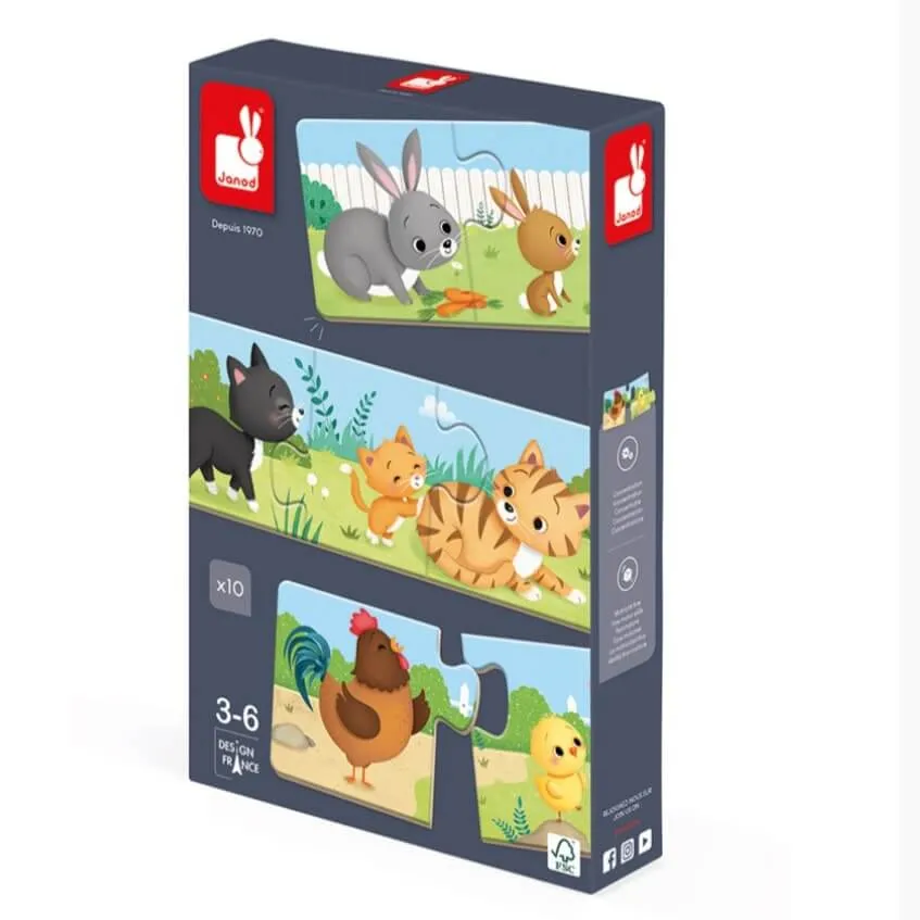 Janod Preschool Jigsaw Puzzle - Baby Animals Trio Set