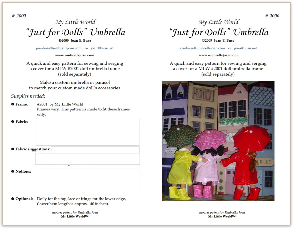 Just for Dolls, Umbrella Frame, 3-pack, with pattern