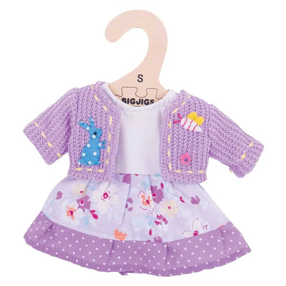 Lilac Dress and cardigan - for 34cm Doll