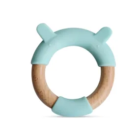 Little Rawr Wood   Silicone Teether Ring- Bear(Blue)