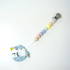 Loulou Lollipop Blue Unicorn Donut Teether with Holder Set