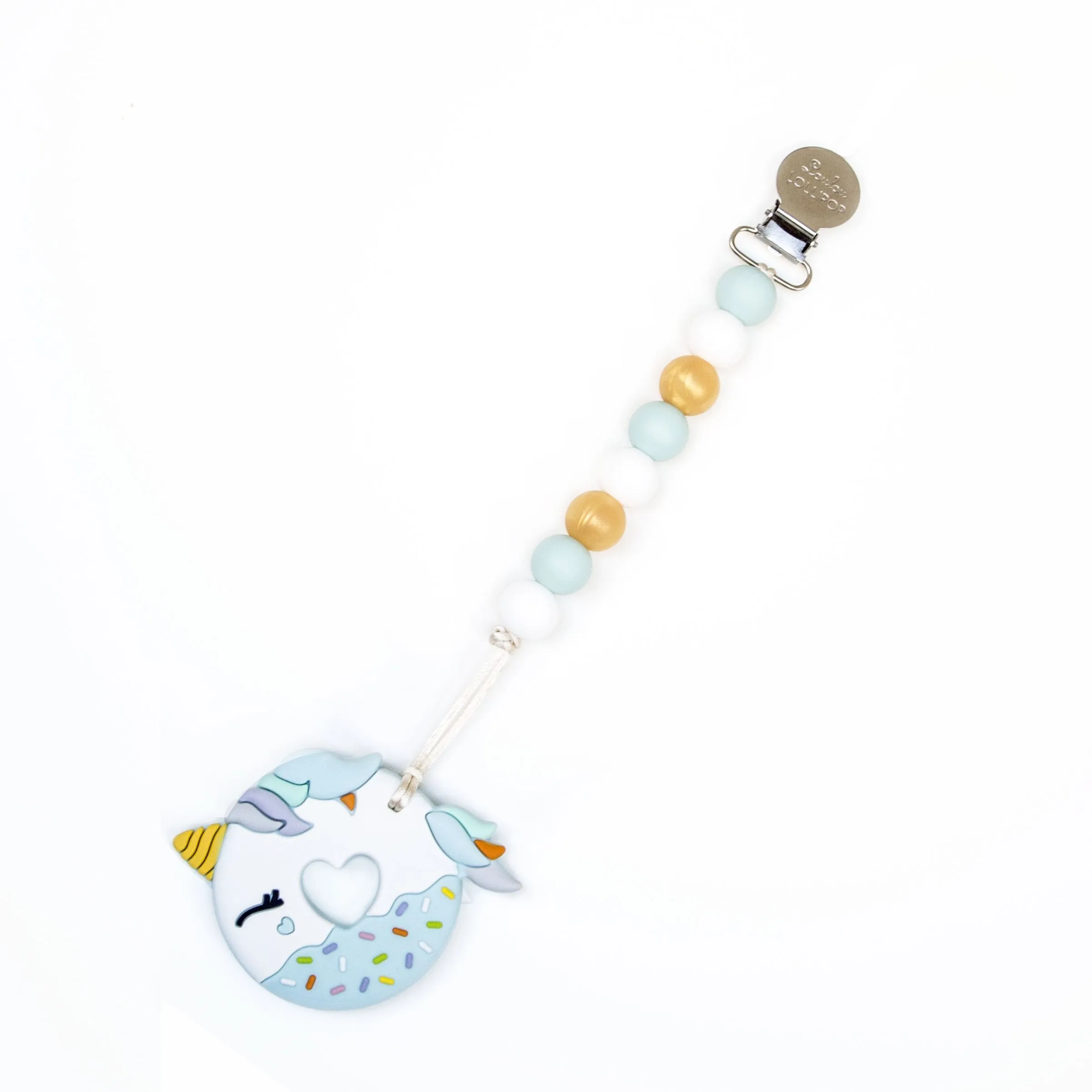 Loulou Lollipop Blue Unicorn Donut Teether with Holder Set