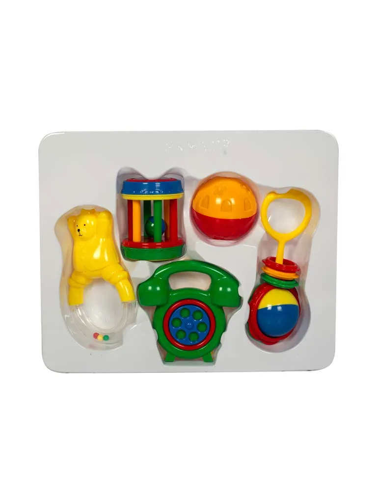 Mee Mee BPA Free Baby Rattles Set, Rattle Gift Set, Made of Food Grade Plastic, Grab Rattles and Soothing Teethers for Babies & Infants, Early Age Toys for Kids, Girls & Boys (Pack of 5, Multicolor)