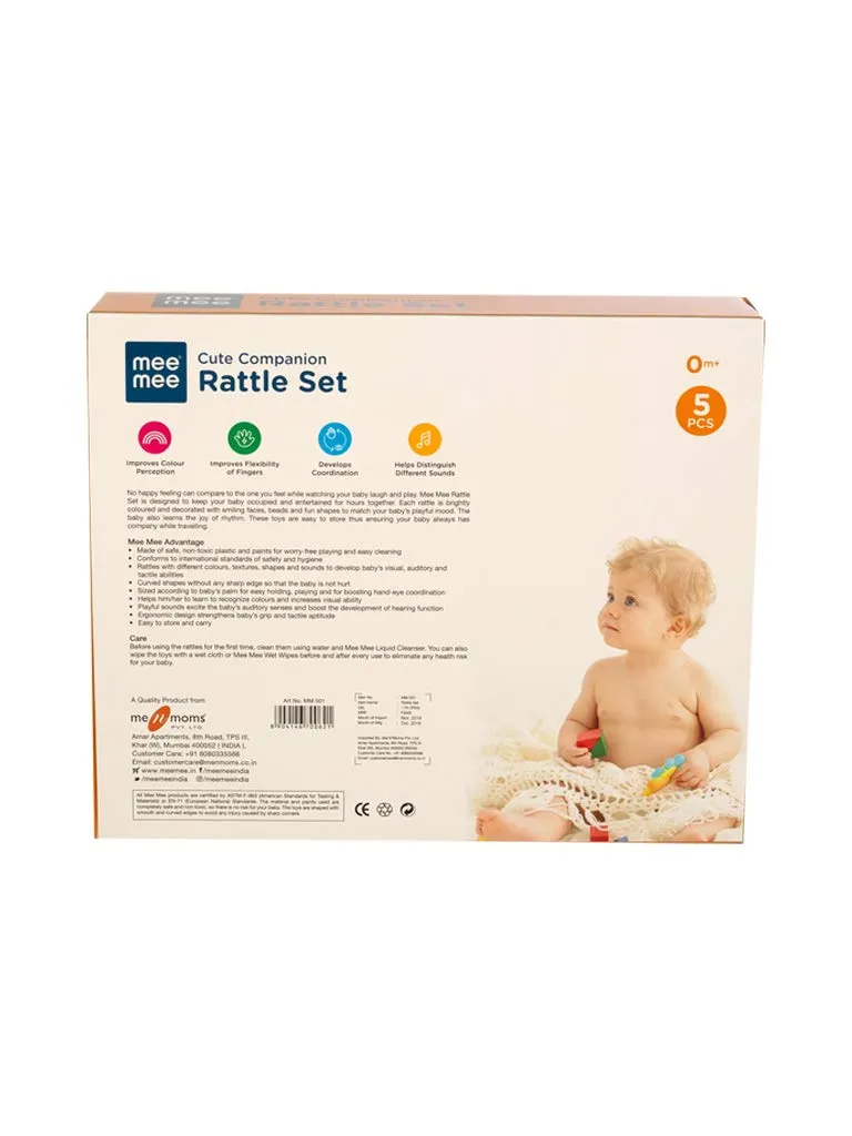 Mee Mee BPA Free Baby Rattles Set, Rattle Gift Set, Made of Food Grade Plastic, Grab Rattles and Soothing Teethers for Babies & Infants, Early Age Toys for Kids, Girls & Boys (Pack of 5, Multicolor)