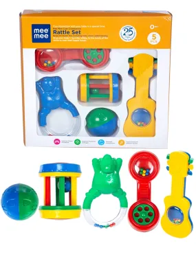 Mee Mee BPA Free Baby Rattles Set, Rattle Gift Set, Made of Food Grade Plastic, Grab Rattles and Soothing Teethers for Babies & Infants, Early Age Toys for Kids, Girls & Boys (Pack of 5, Multicolor)