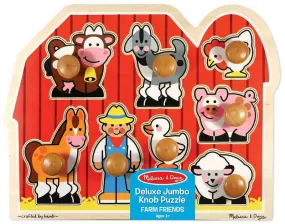 Melissa & Doug Kids Jumbo Knob Puzzle 8 Pc Wooden Farm Friends Ages 1  Item # 3391
