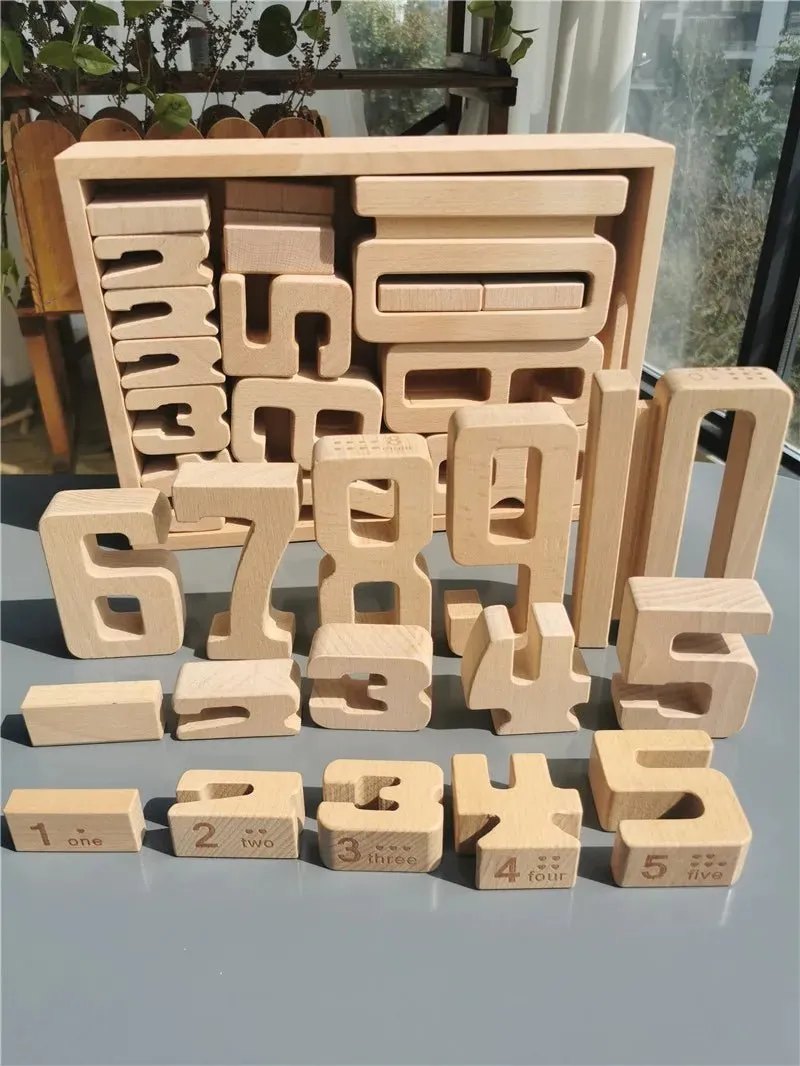 Montessori Math: Wooden Building Stacking Digital Blocks