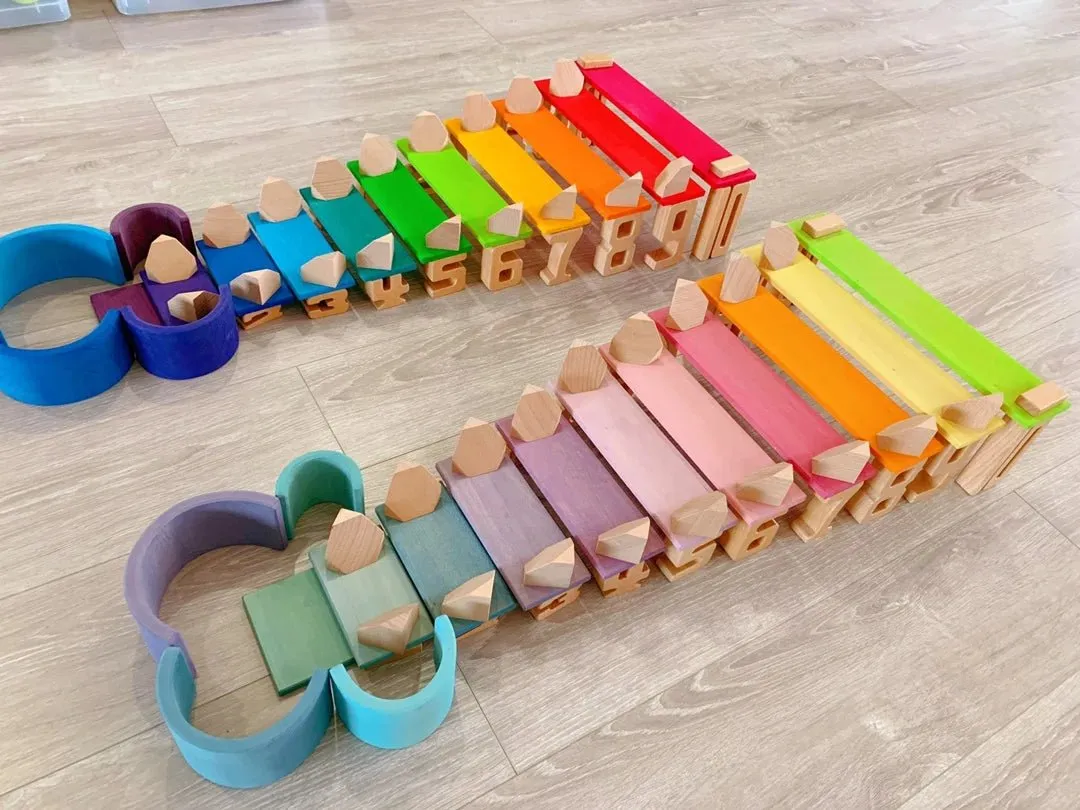 Montessori Math: Wooden Building Stacking Digital Blocks
