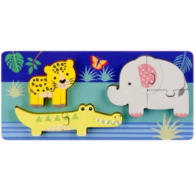Orange Tree Toys Jungle Animals 3-Pack Wooden Mini Puzzles - Age 1 