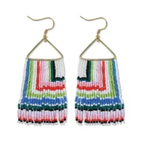 Paige Ascending Blocks Beaded Fringe Earrings Rio