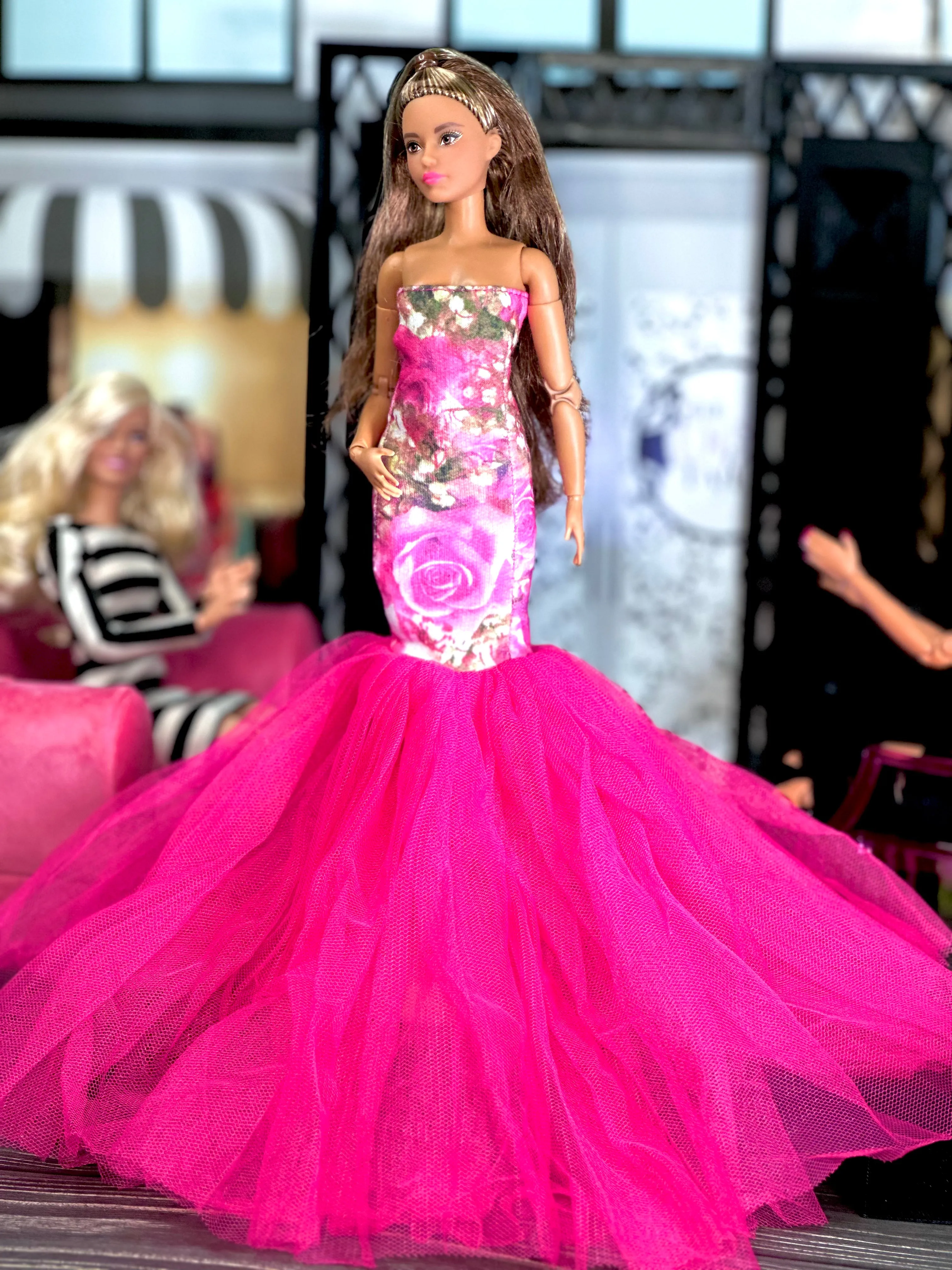 Pink mermaid dress wedding dress for Barbie dolls