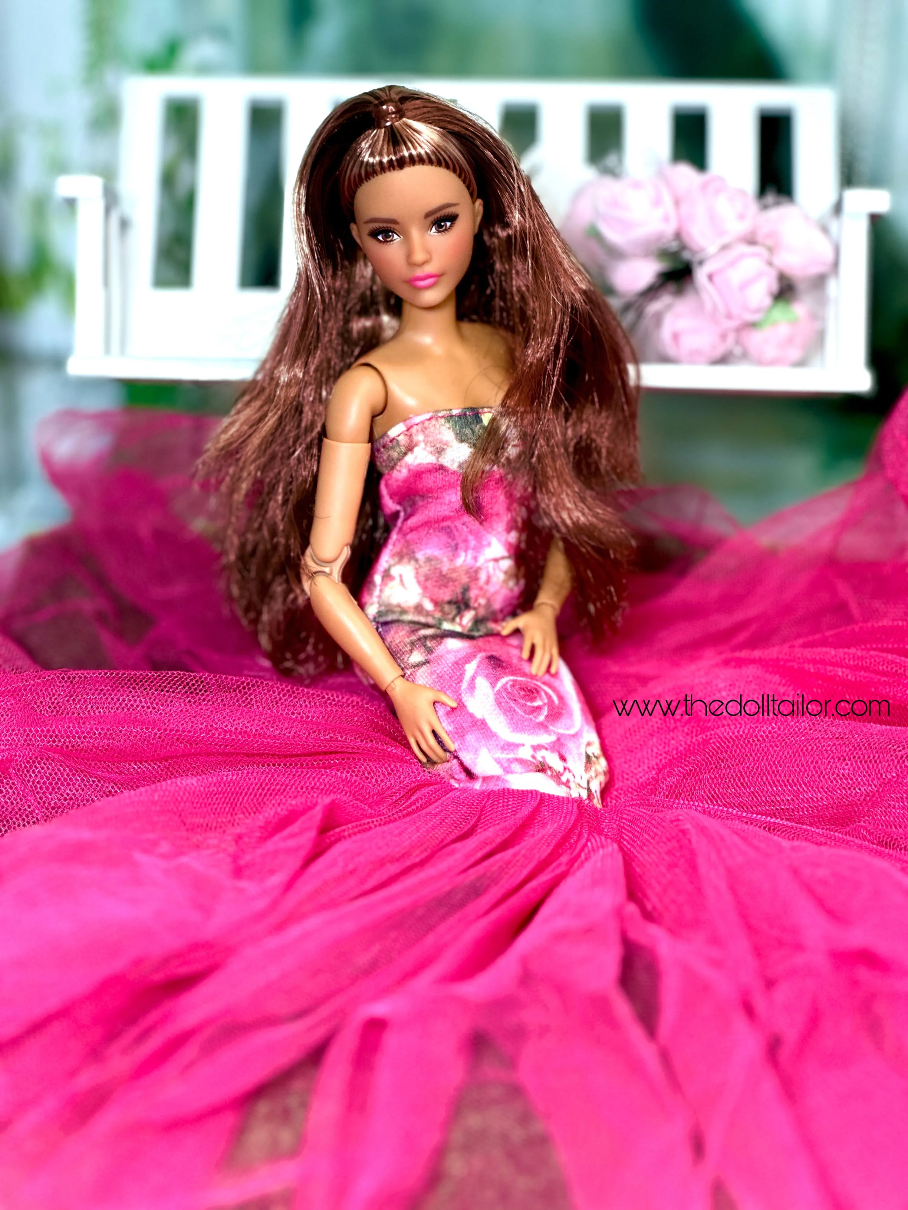 Pink mermaid dress wedding dress for Barbie dolls