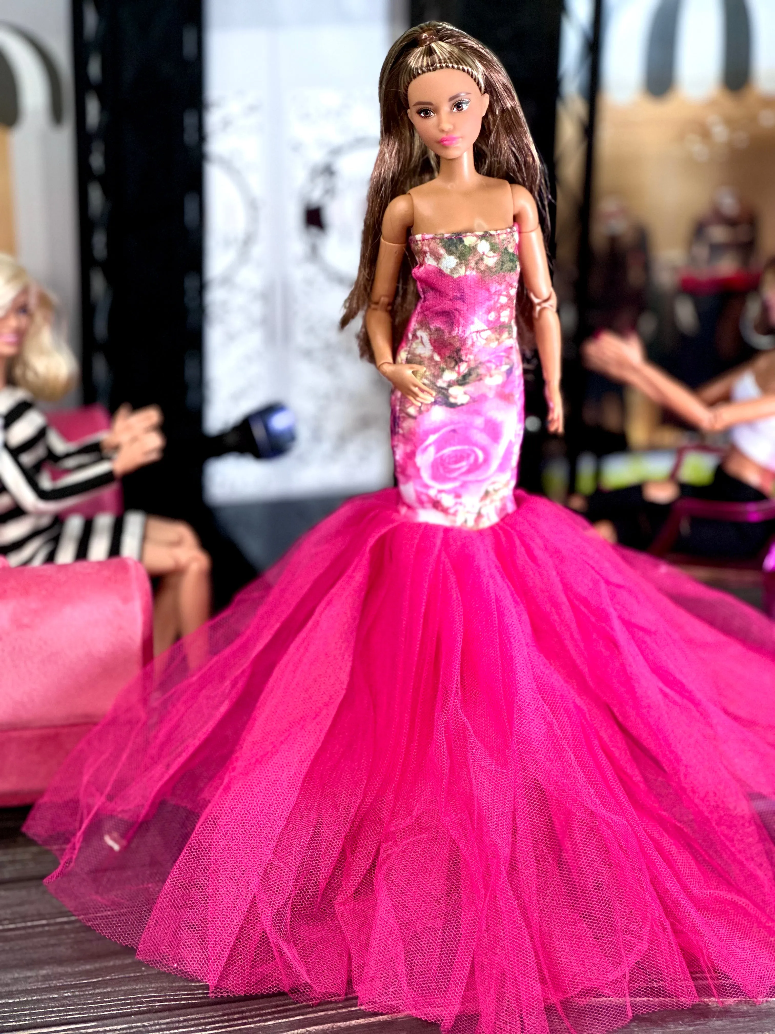 Pink mermaid dress wedding dress for Barbie dolls