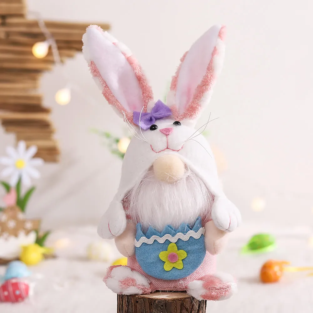 Plush Easter Gnome Bunny Cute Rabbit with Carrot Egg for Home Decoration Funny Easter Plush Doll