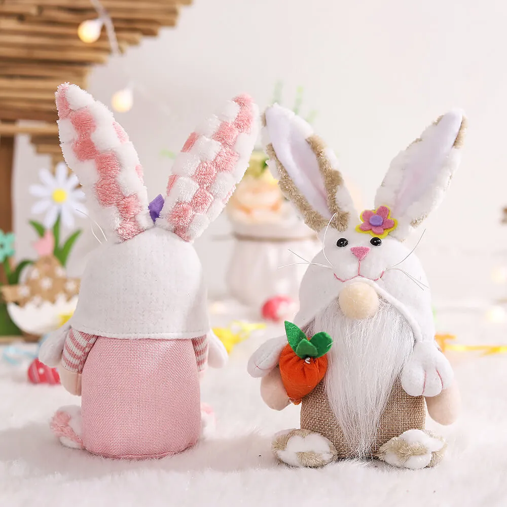 Plush Easter Gnome Bunny Cute Rabbit with Carrot Egg for Home Decoration Funny Easter Plush Doll