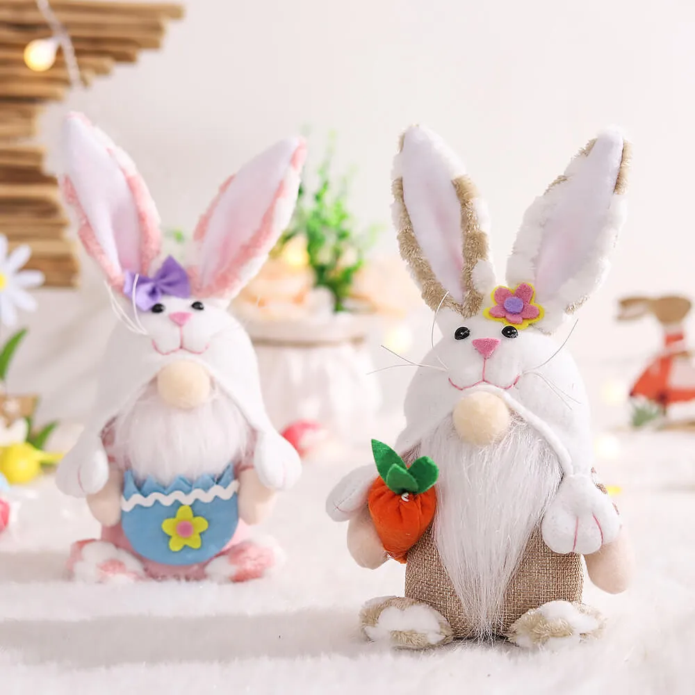 Plush Easter Gnome Bunny Cute Rabbit with Carrot Egg for Home Decoration Funny Easter Plush Doll