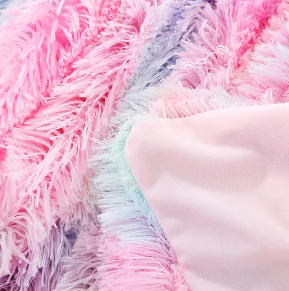 Rainbow Plush Super Soft Blanket Colorful Bedding Sofa Cover. Fuzzy Warm Throw Cozy Couch Blanket for Winte