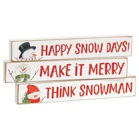 Set of 3 Happy Snow Days Snowman Mini Sticks