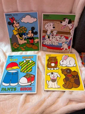 Set of 4 Wooden Puzzles Dalmations, Minnie, - size