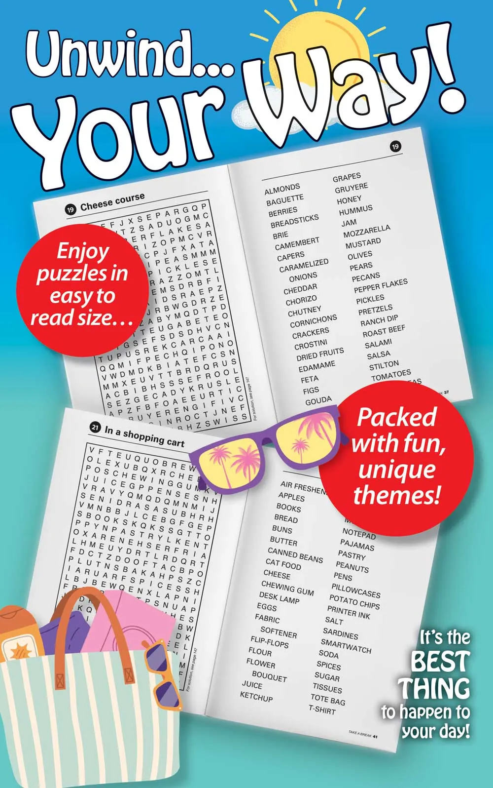 Take a Break - Word Search (Large Print): 71 Themed Puzzles, Easy To Read, Summer Fun, Pool Activity, Vacation Must-Have, Relax, Unwind, Unplug, De-Stress, Brain Challenges, Mind-Boosting Fun & Solve!