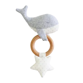 Whimsy Whale Teether Rattle - Grey