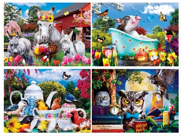 Wild & Whimsical - 4-Pack 500 Piece Puzzles