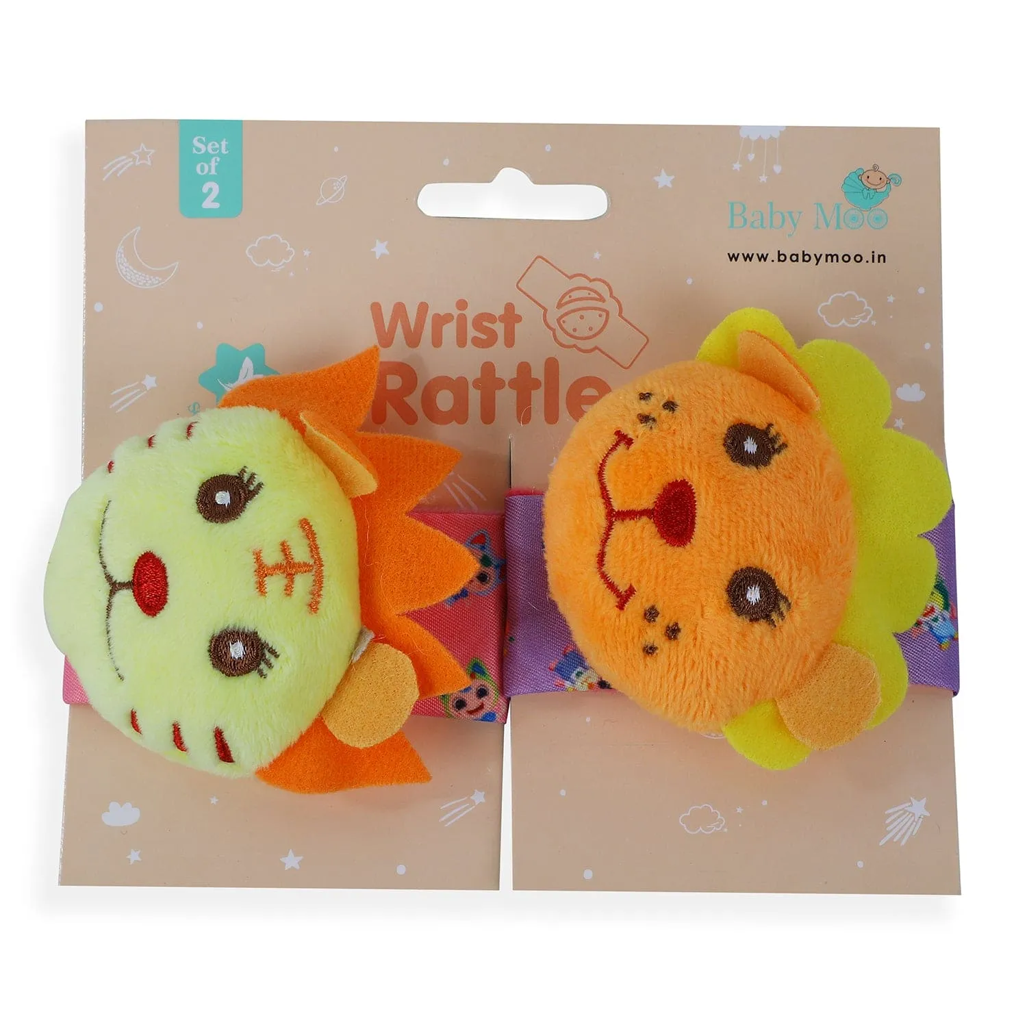 Wild Cats Multicolour Set of 2 Wrist Rattle