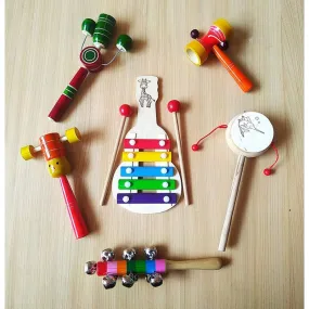 Wooden Baby Rattle Toys set for Infants - Set of 6pcs