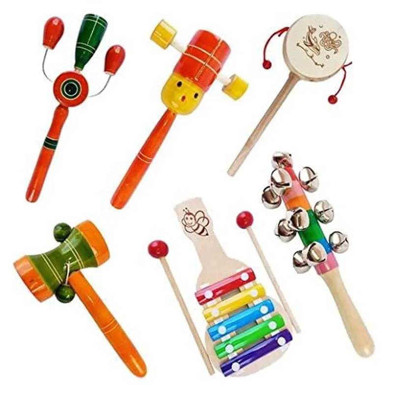 Wooden Baby Rattle Toys set for Infants - Set of 6pcs