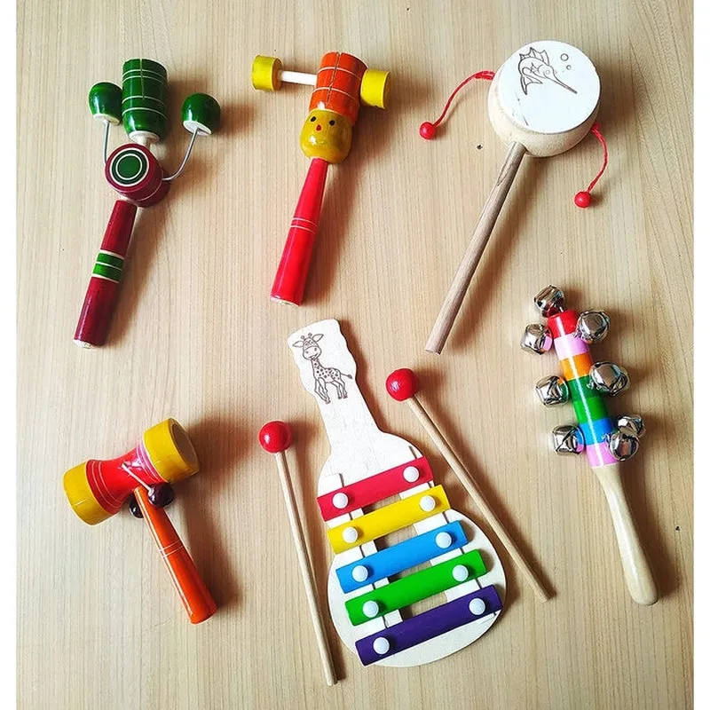 Wooden Baby Rattle Toys set for Infants - Set of 6pcs